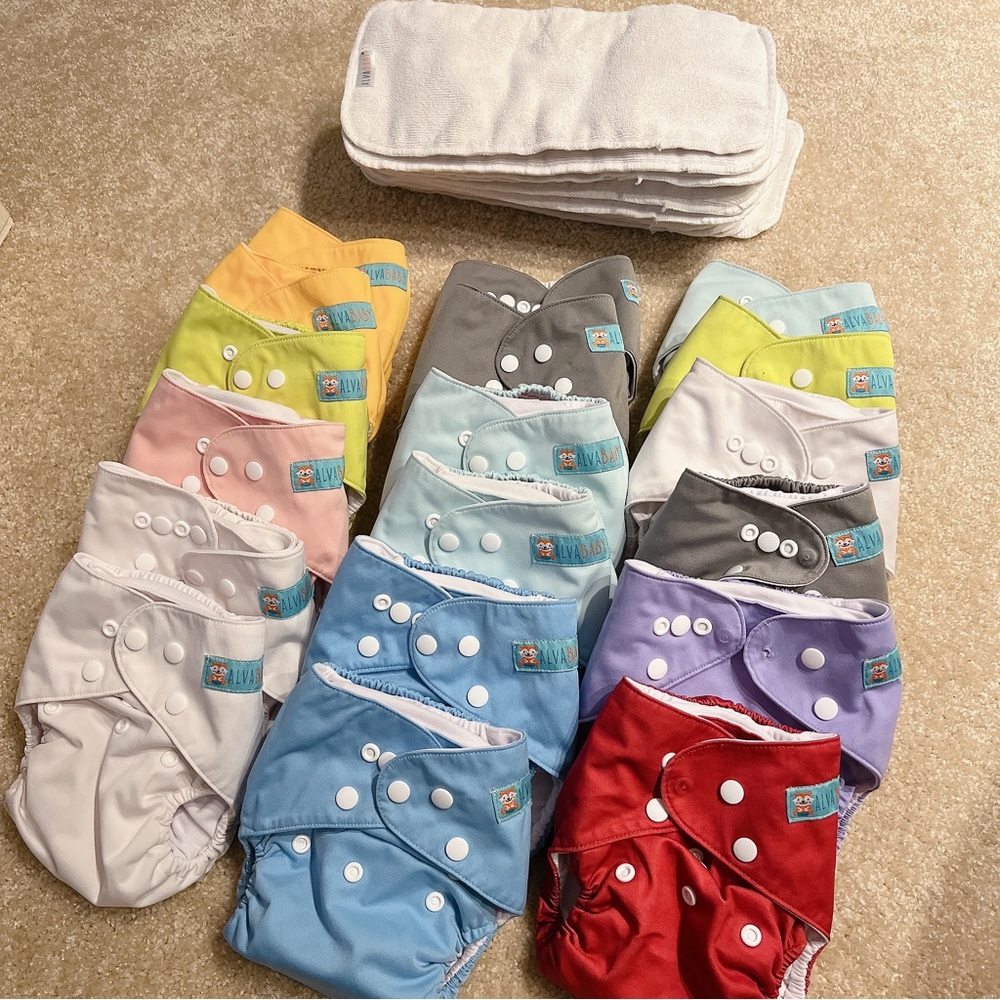 Alvababy cloth diapers 18ct with 18 extra inserts & 12 charcoal bamboo inserts